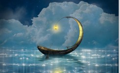 Fantasy,Boat,In,A,Starry,Night.,3d,Rendering