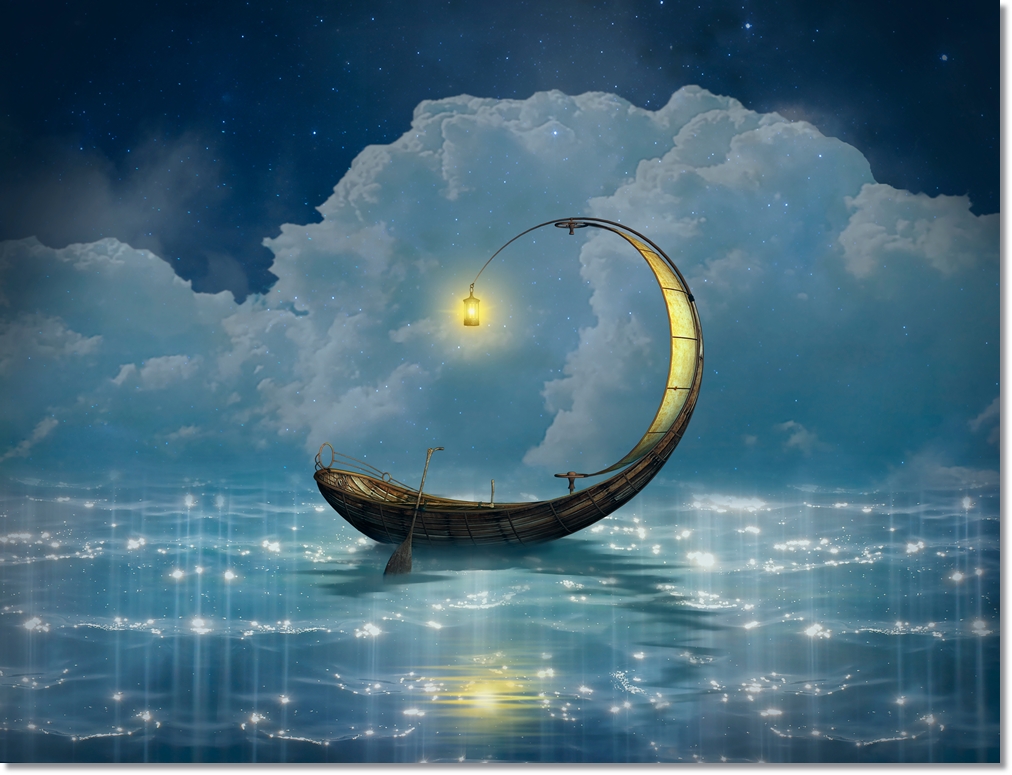 Fantasy,Boat,In,A,Starry,Night.,3d,Rendering