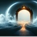 Gate,In,Dim,Clouds,In,An,Empty,Room.,Portal,To