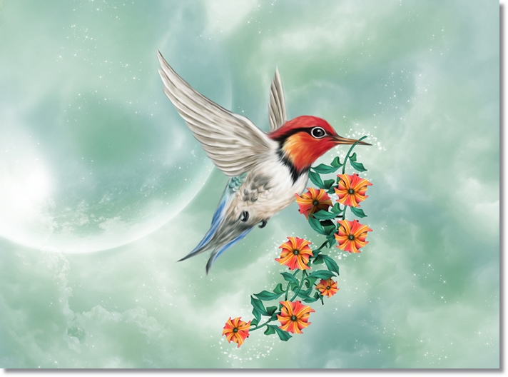Fantastic,Hummingbird,Flying,In,The,Sky,With,Flowers,In,The